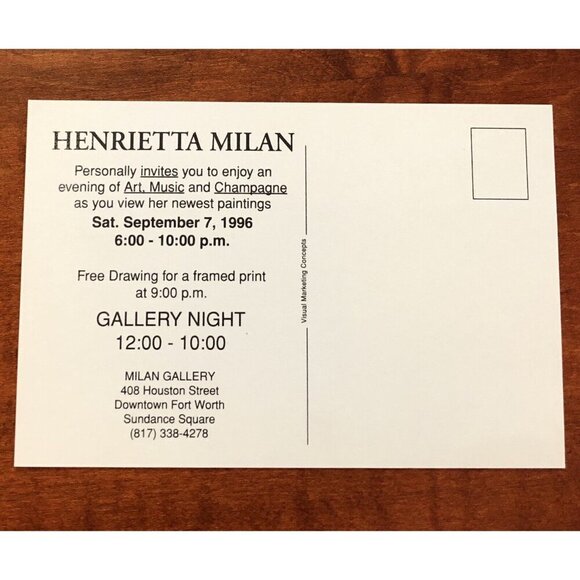 4”x6" Invitation Print GIRLS WITH UMBRELLA Henrietta Milan Impressionist 1996 - Picture 2 of 2